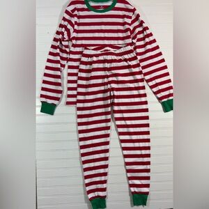 Christmas Pajamas PJ Red White Stripes Women’s Size XS Elowel Long Sleeve